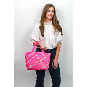 Neon Pink Multi Woven Tote