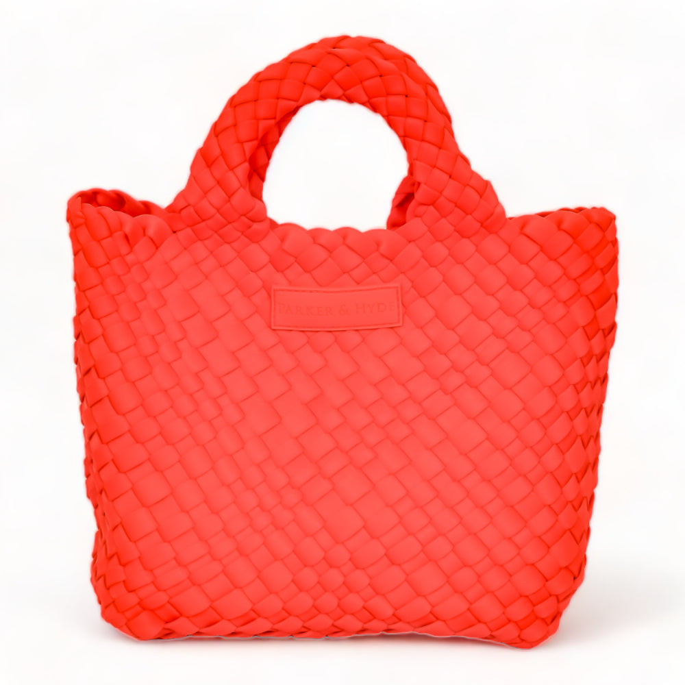 Mini Woven Tote Neon Orange
