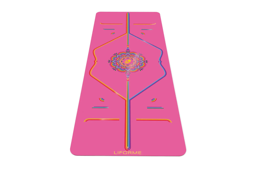
                
                    Load image into Gallery viewer, Liforme Grateful Rainbow Pink Yoga Mat
                
            