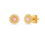 Bezel Flower Studs - Pink