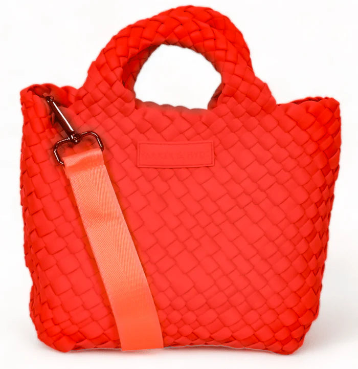 Mini Woven Tote Neon Orange