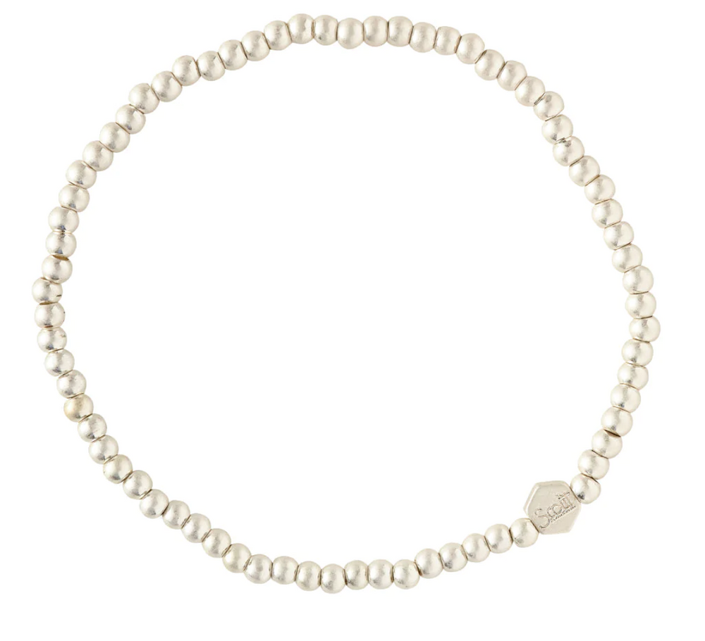 Mini Metal Stacking Bracelet - Ball Beads Silver